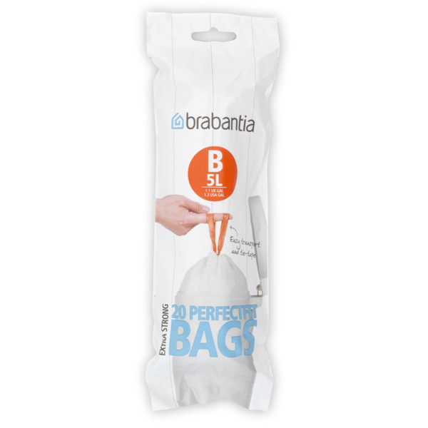 Brabantia Vuilniszakken met trekband 5 liter | Brabantia Code B | 20 stuks  SBR00116 - 1