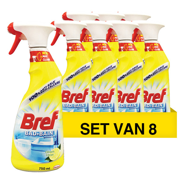 Bref Aanbieding: 8x Bref badkamerreiniger spray citroen (750 ml)  SBR00055 - 1