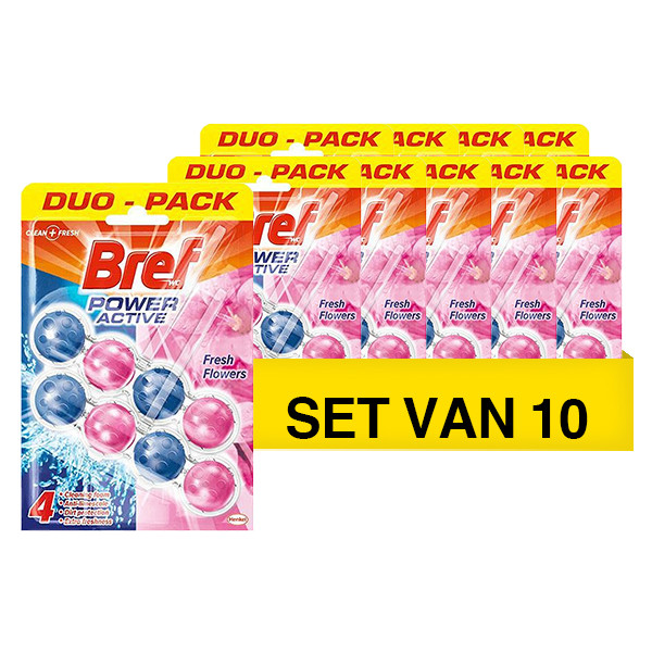 Bref Aanbieding: Bref Toiletblok Power Activ Pink Flowers (10 stuks - 2 x 50 gram)  SBR00089 - 1