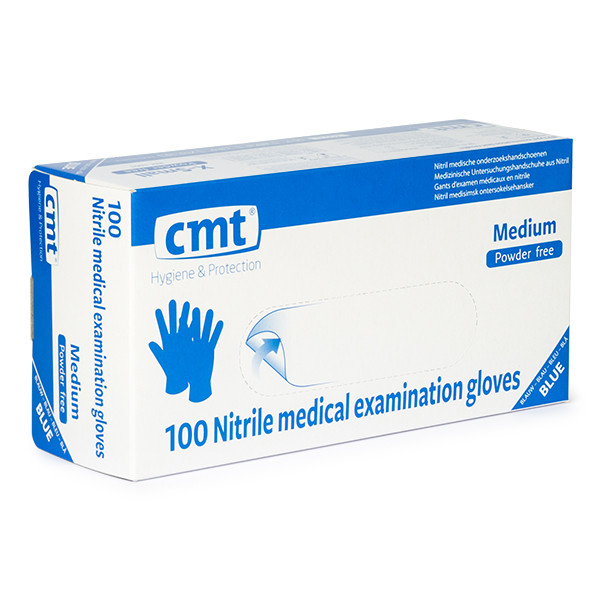 CMT Nitril handschoen maat M poedervrij (blauw, 100 stuks)  SME00063 - 1