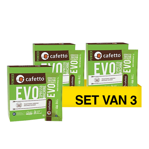 Aanbieding: Cafetto EVO Biologische Espressomachine Reiniger (3 verpakkingen à 12 zakjes - 5 gram) SCA05026 - 1