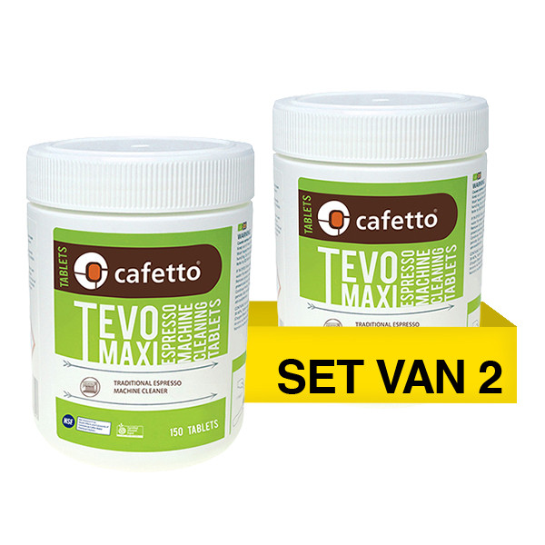 Aanbieding: Cafetto TEVO Maxi Tablets Espressomachine Reiniger (2 verpakkingen à 150 tabletten - 2,5 gram) SCA05054 - 1