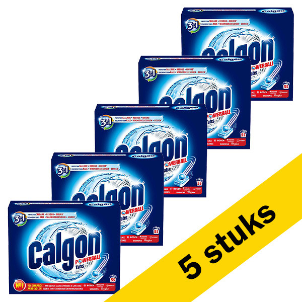 Calgon Aanbieding: 5x Calgon 3-in-1 wasmachinereiniger Powerball Tabs (55 tabletten)  SCA00018 - 1