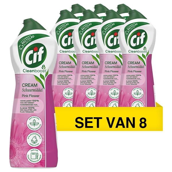 Cif Aanbieding: Cif Cream Schuurmiddel Pink Flower (8 flessen - 750 ml)  SCI00120 - 1