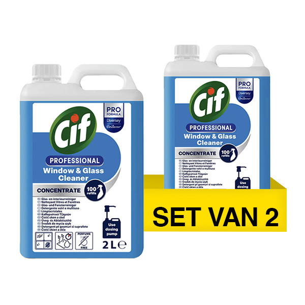 Cif Professional Glas & Interieurreiniger Geconcentreerd (2 x 2 liter) SCI00178 - 1