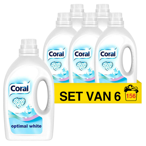 stuiten op schoner Doe het niet Aanbieding: Coral vloeibaar wasmiddel Optimal White 1,25 liter (156  wasbeurten) Coral 123schoon.nl