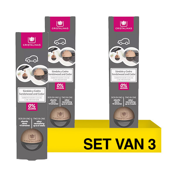 Aanbieding: Cristalinas Auto Luchtverfrisser Sandalwood & Cedar (3 stuks à 6 ml) SCR00002 - 1