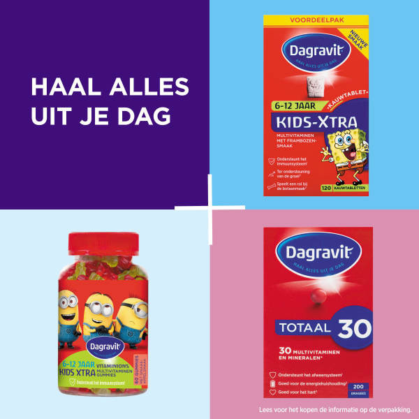 Dagravit Kids-Xtra Multivitaminen 6-12 Jaar Kauwtabletten (120 stuks) SDA00048 - 7