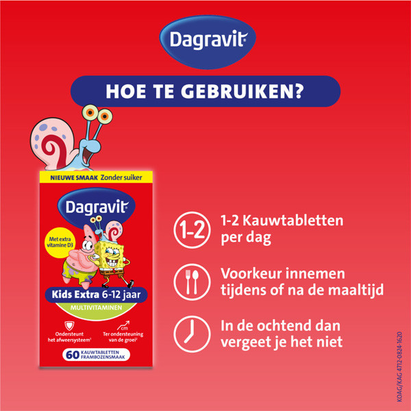 Dagravit Kids-Xtra Multivitaminen 6-12 Jaar Kauwtabletten (60 stuks) SDA00049 - 3