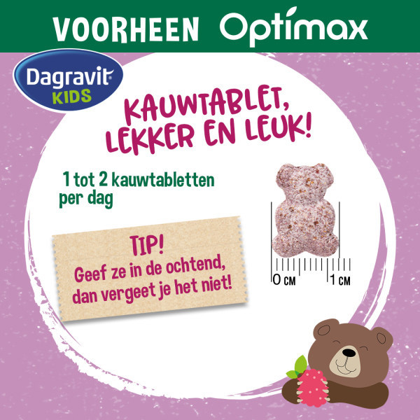 Dagravit Natural Kids Extra Multivitaminen Framboos Kauwtabletten (60 stuks) SDA00051 - 5