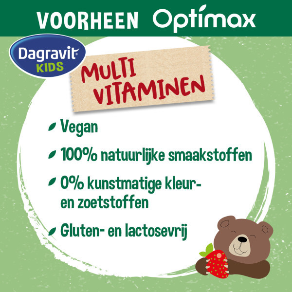 Dagravit Natural Kids Multivitaminen Aardbei Kauwtabletten (60 stuks) SDA00052 - 3
