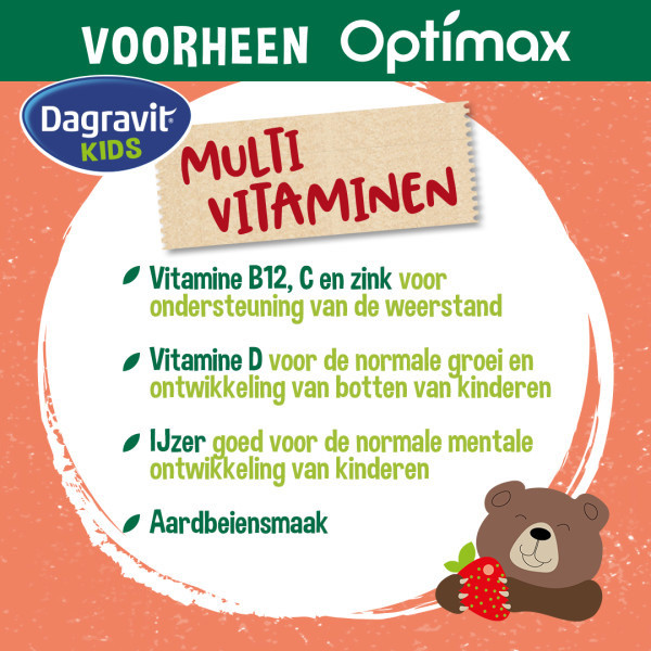 Dagravit Natural Kids Multivitaminen Aardbei Kauwtabletten (60 stuks) SDA00052 - 4