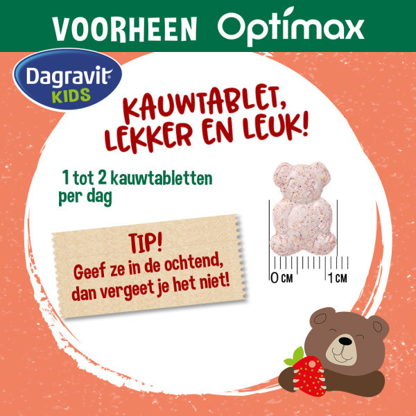 Dagravit Natural Kids Multivitaminen Aardbei Kauwtabletten (60 stuks) SDA00052 - 5
