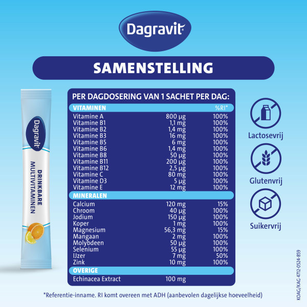 Dagravit Start Multivitaminen Citroen-Sinaasappel Sachets (30 stuks) SDA00061 - 5