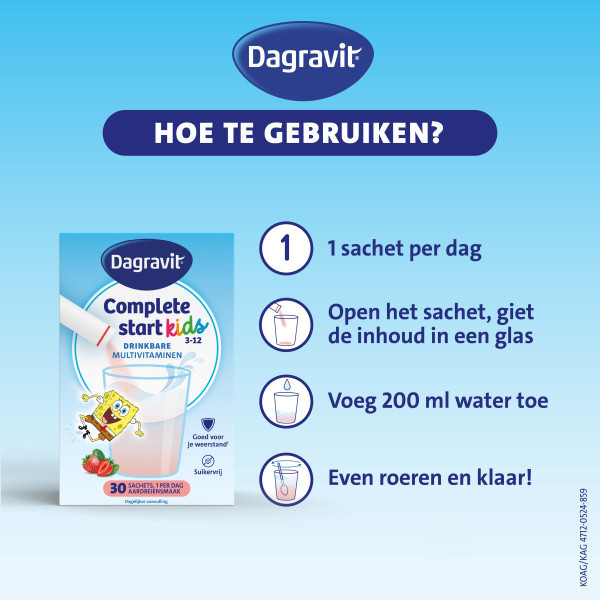Dagravit Start Multivitaminen Kids Aardbei Sachets (30 stuks) SDA00062 - 4
