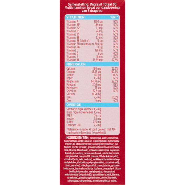 Dagravit Totaal 30 Multivitaminen Dragees (100 stuks) SDA00053 - 5