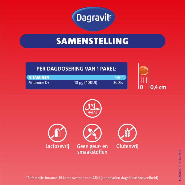 Dagravit Vitamine D 10 mcg Parels (100 stuks) SDA00057 - 4