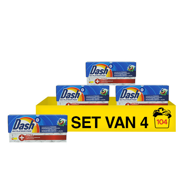 Aanbieding: Dash 4 In 1 Platinum Pods + Extra Vlekverwijdering (4 dozen - 104 wasbeurten) SDA05132 - 1