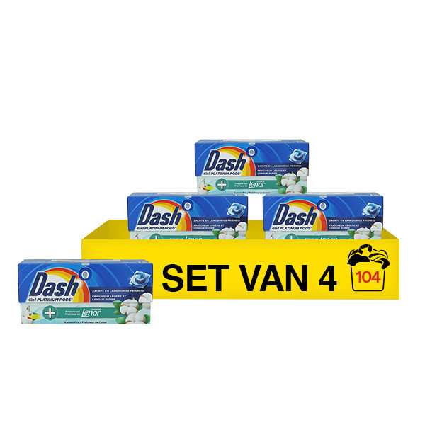 Aanbieding: Dash 4 In 1 Platinum Pods Katoen Fris (4 dozen - 104 wasbeurten) SDA05134 - 1