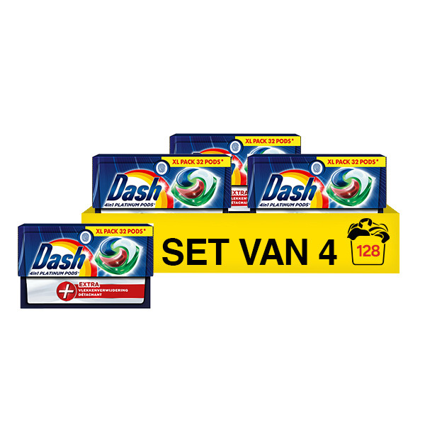 Aanbieding: Dash 4 In 1 Pods Platinum + extra vlekverwijderaar (4 zakken - 128 wasbeurten) SDA05130 - 1