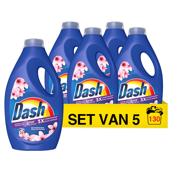 Aanbieding: Dash Vloeibaar Wasmiddel Lenor Collection Kersenbloesem (5 flessen - 130 wasbeurten) SDA05071 - 1