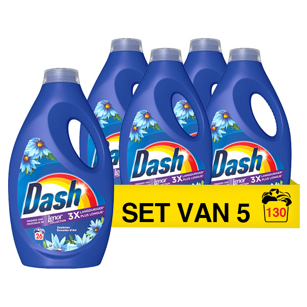 Aanbieding: Dash Vloeibaar Wasmiddel Lenor Collection Zeebries (5 flessen - 130 wasbeurten) SDA05065 - 1