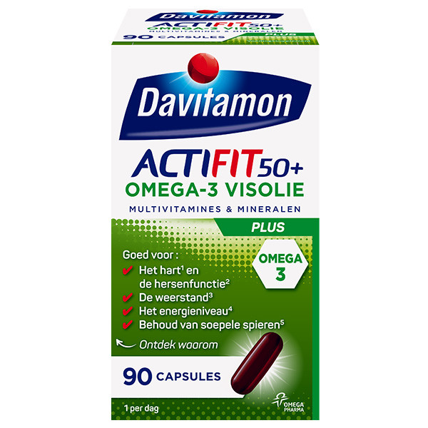 Davitamon multivitamine met omega 3 tabletten Actifit 50+ (90 stuks)  SDA00016 - 1