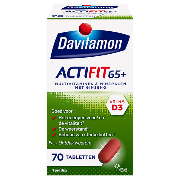 Davitamon multivitamine met omega 3 tabletten Actifit 65+ (70 stuks)  SDA00015 - 1