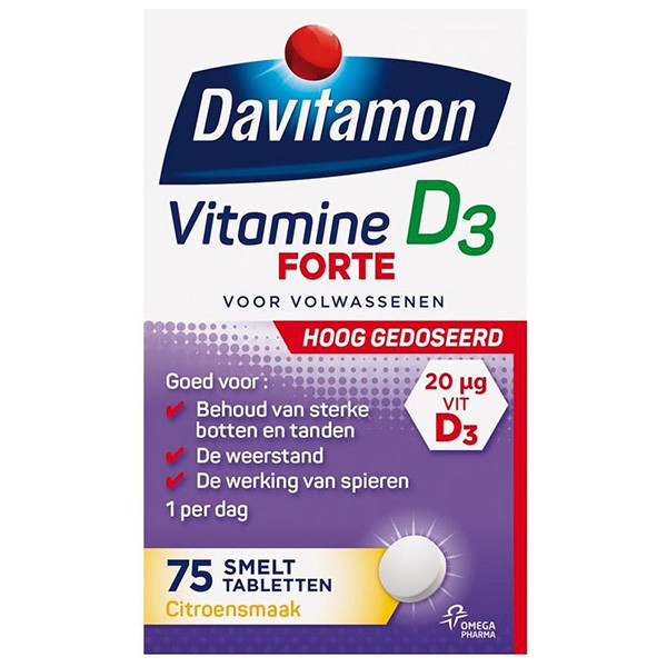 Davitamon vitamine D3 Forte smeltabletten volwassenen (75 stuks)  SDA00013 - 1