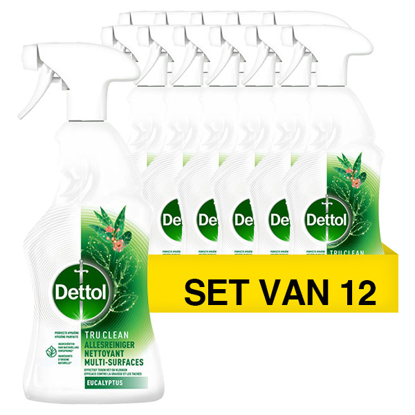 Dettol Aanbieding: 12x Dettol Allesreiniger Tru Clean Eucalyptus Spray (500 ml)  SDE01076 - 1