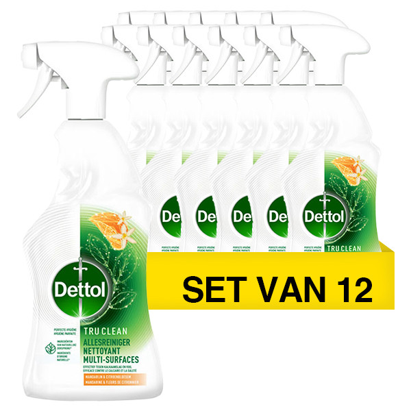 Dettol Aanbieding: 12x Dettol Allesreiniger Tru Clean Mandarijn & Citroenbloesem Spray (500 ml)  SDE01074 - 1