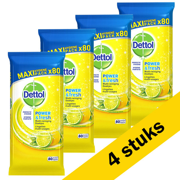 Dettol Aanbieding: 4x Dettol hygiënische doekjes citroen (80 stuks)  SDE00049 - 1