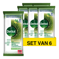 Dettol Aanbieding: 6x Dettol Reinigingsdoekjes Bio Afbreekbaar Tru Clean Eucalyptus & Lime (48 doekjes)  SDE01086