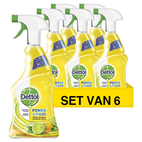 Dettol Aanbieding: 6x Dettol allesreiniger Power & Fresh citroen spray (500 ml)  SDE01024 - 1