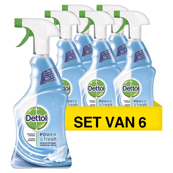 Dettol Aanbieding: 6x Dettol allesreiniger Power & Fresh katoenfris spray (500 ml)  SDE01021 - 1