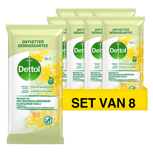 Dettol Aanbieding: 8x Dettol Schoonmaakdoekjes Bio afbreekbaar Citrus - 50 stuks  SDE01052 - 1