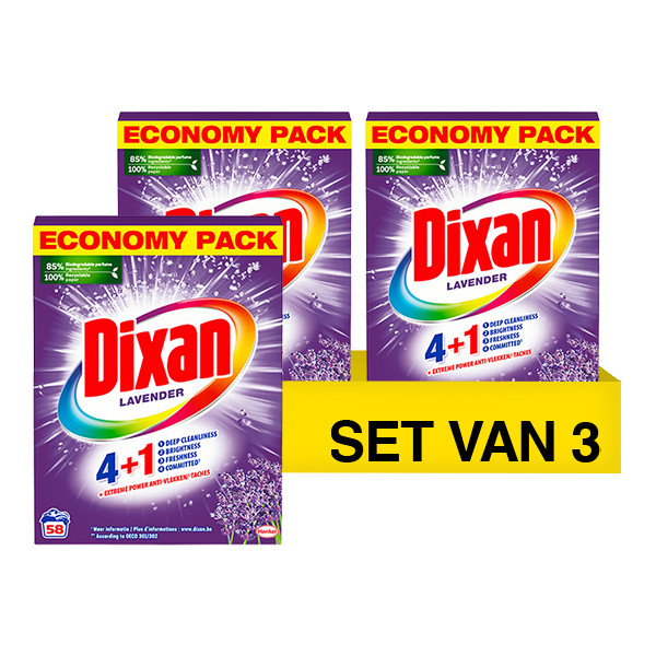 Aanbieding: Dixan 4+1 Extreme Power Waspoeder Lavendel 3,48 kg (3 stuks - 174 wasbeurten) SDI00048 - 1