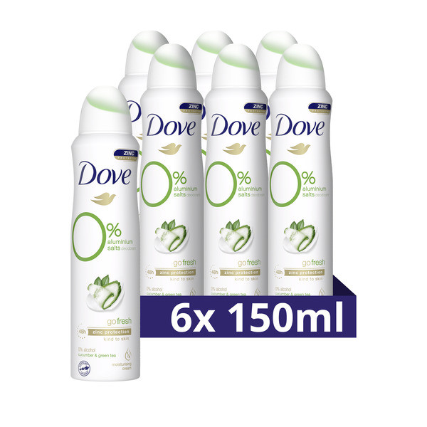 Dove Aanbieding: Dove 0% deodorant Cucumber & Green Tea (6x 150 ml)  SDO00343 - 1