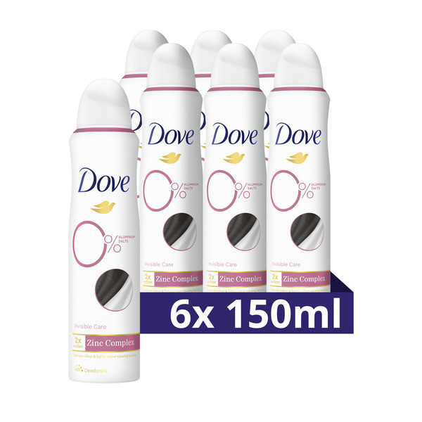 Dove Aanbieding: Dove 0% deodorant Invisible (6x 150 ml)  SDO00345 - 1