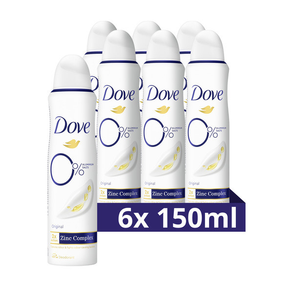 Dove Aanbieding: Dove 0% deodorant Original (6x 150 ml)  SDO00347 - 1