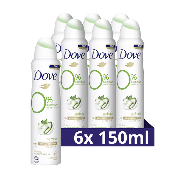 Aanbieding: Dove Deodorant Spray Cucumber & Green Tea 0% (6 stuks - 150 ml) SDO00343 - 1