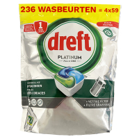 Dreft Aanbieding: Dreft All-in-One Platinum Vaatwastabletten Regular (4 zakken - 236 vaatwasbeurten)  SDR06268