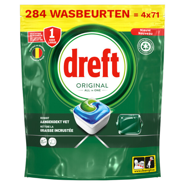 Dreft Aanbieding: Dreft All-in-One Vaatwastabletten Original (4 zakken - 284 vaatwasbeurten)  SDR06274 - 1