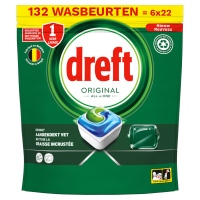 Dreft Aanbieding: Dreft All-in-One vaatwastabletten Original (6 zakken - 132 vaatwasbeurten)  SDR06272