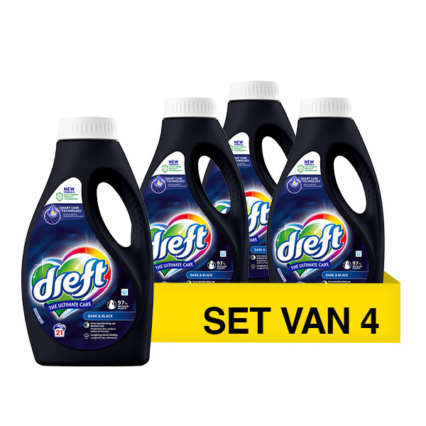 Aanbieding: Dreft Dark & Black Vloeibaar Wasmiddel | 945 ml | 4 flessen - 84 wasbeurten SDR08712 - 1