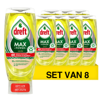 Dreft Aanbieding: Dreft MaxPower Lemon Vloeibaar Afwasmiddel (8 flessen - 450ml)  SDR06452