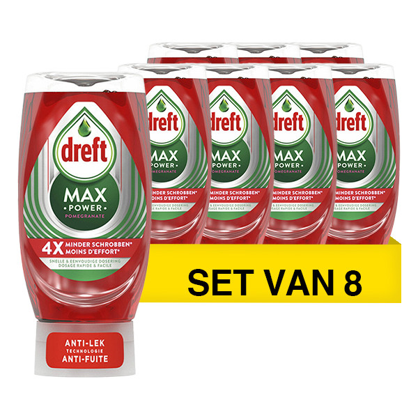 Dreft Aanbieding: Dreft Max Power Afwasmiddel Pomegranate (8 flessen - 370 ml)  SDR05185 - 1