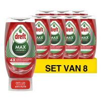 Dreft Aanbieding: Dreft Max Power Afwasmiddel Pomegranate (8 flessen - 370 ml)  SDR05185