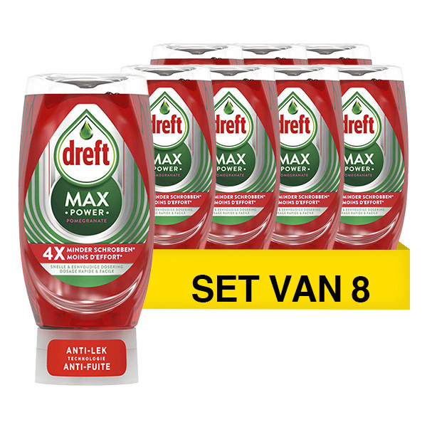 Dreft Aanbieding: Dreft Max Power afwasmiddel Pomegranate (8 flessen - 370 ml)  SDR05185 - 1