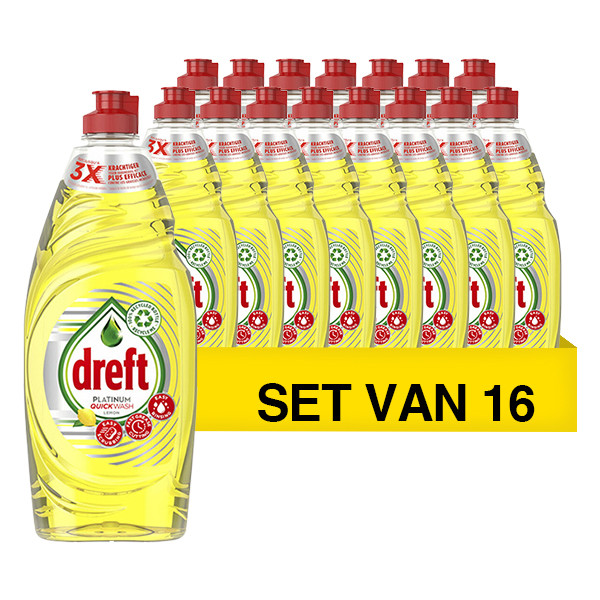 Dreft Aanbieding: Dreft Platinum Quickwash Afwasmiddel Lemon (16 flessen van 625 ml)  SDR06036 - 1